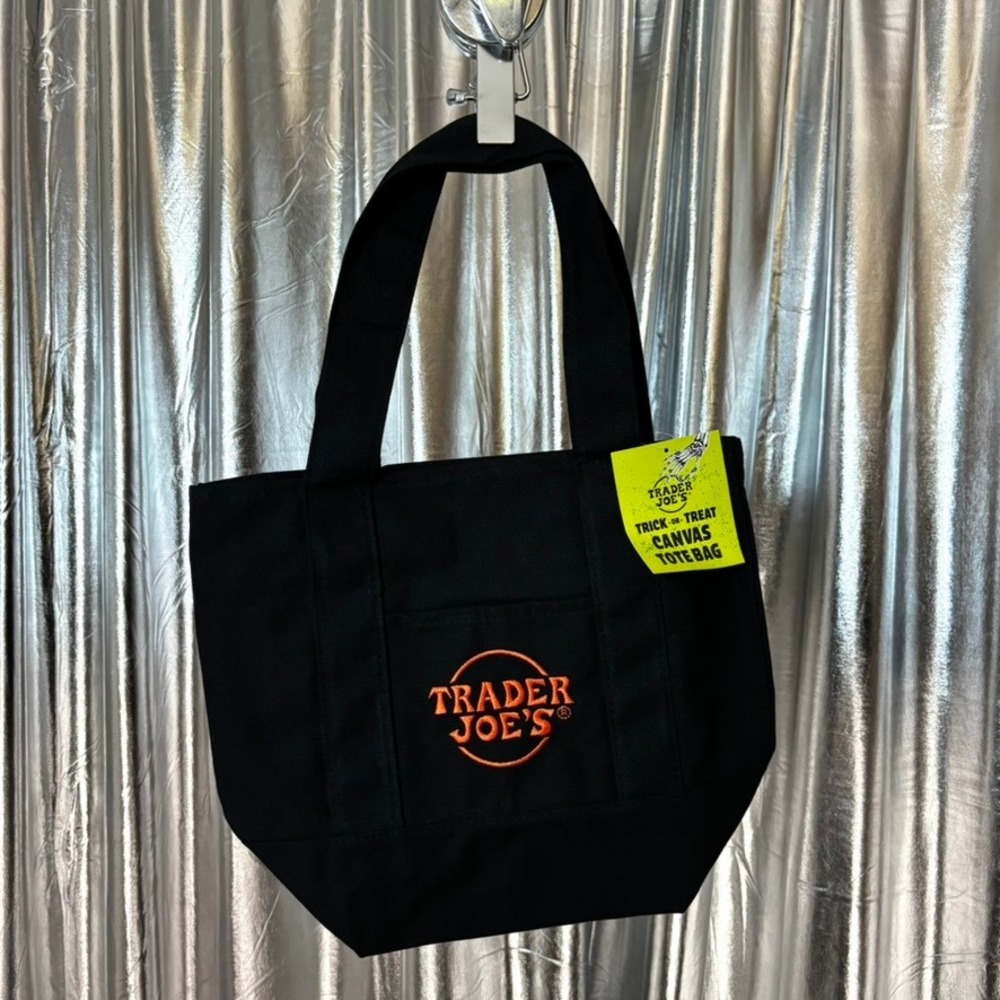 Trader Joe's Black Halloween Mini Canvas Tote Bag